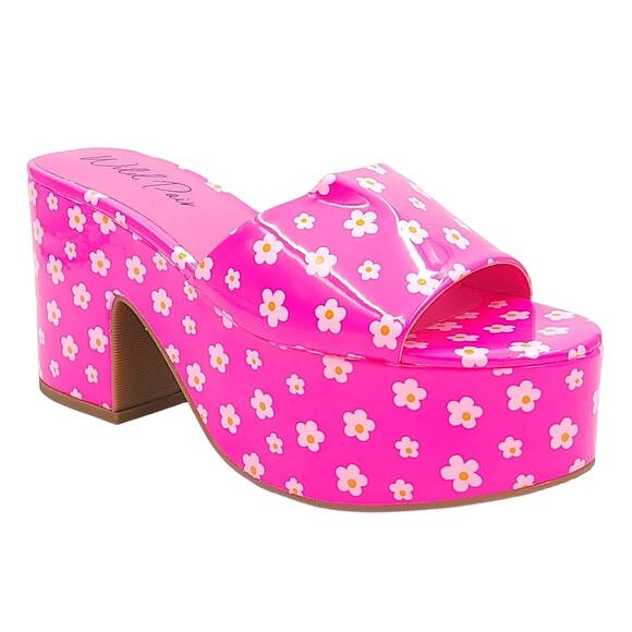 Wild Pair Women Platform Slide Sandals Melbourne Size US 7.5M Pink Floral - Picture 1 of 6